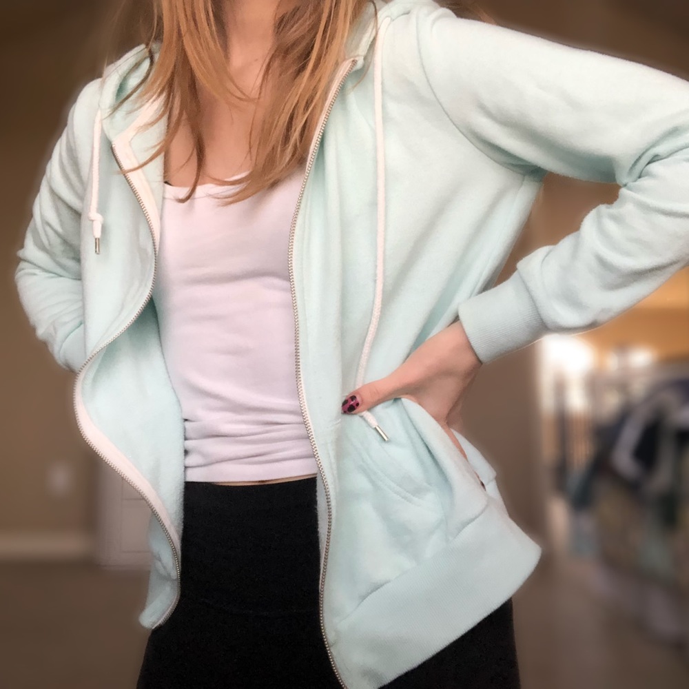 BABY BLUE ZIP-UP HOODIE